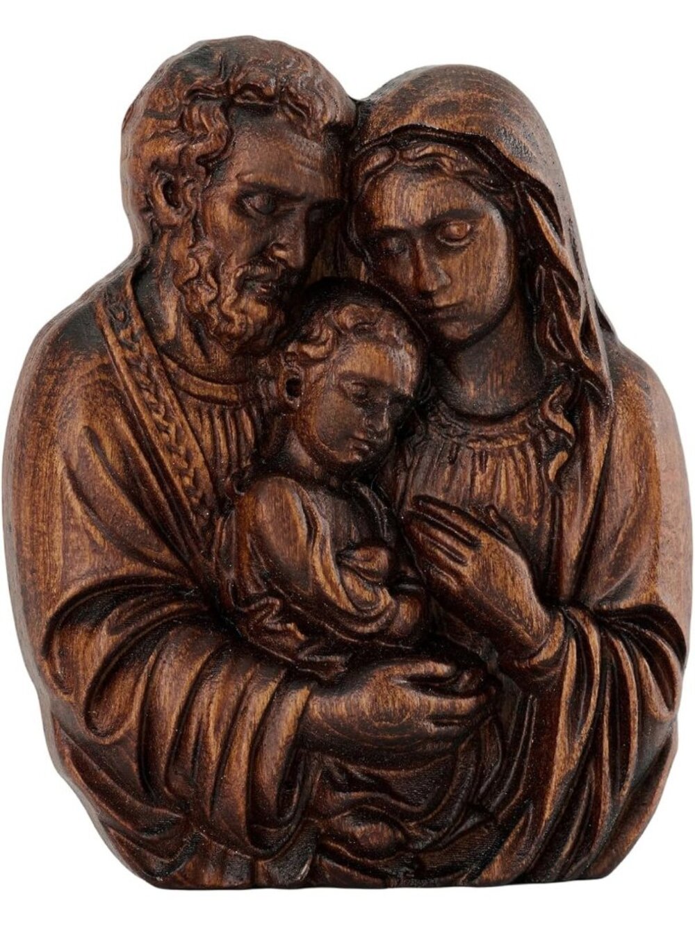 4-Inch Wooden Holy Family Statue - Catholic Wall Decor with Hook, Unique Gift
